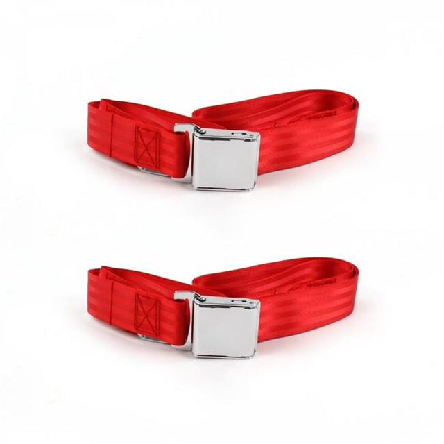 Early Cars 1935-1940 Airplane 2 Point Red Lap Bucket Seat Belt Kit - 2 Belts