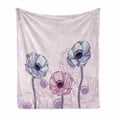 thumbnail image 1 of Anemone Flower Soft Flannel Fleece Throw Blanket, Retro Grunge Display with Graphic Anemone Field Buds Leaves, Cozy Plush for Indoor and Outdoor Use, 70" x 90", Baby Blue Pale Pink, by Ambesonne, 1 of 6