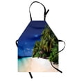 thumbnail image 1 of Tropical Apron Sandy Beach Coast with Exotic Trees Maldives Paradise Surreal Scenery, Unisex Kitchen Bib Apron with Adjustable Neck for Cooking Baking Gardening, Lime Green Blue Cream, by Ambesonne, 1 of 3