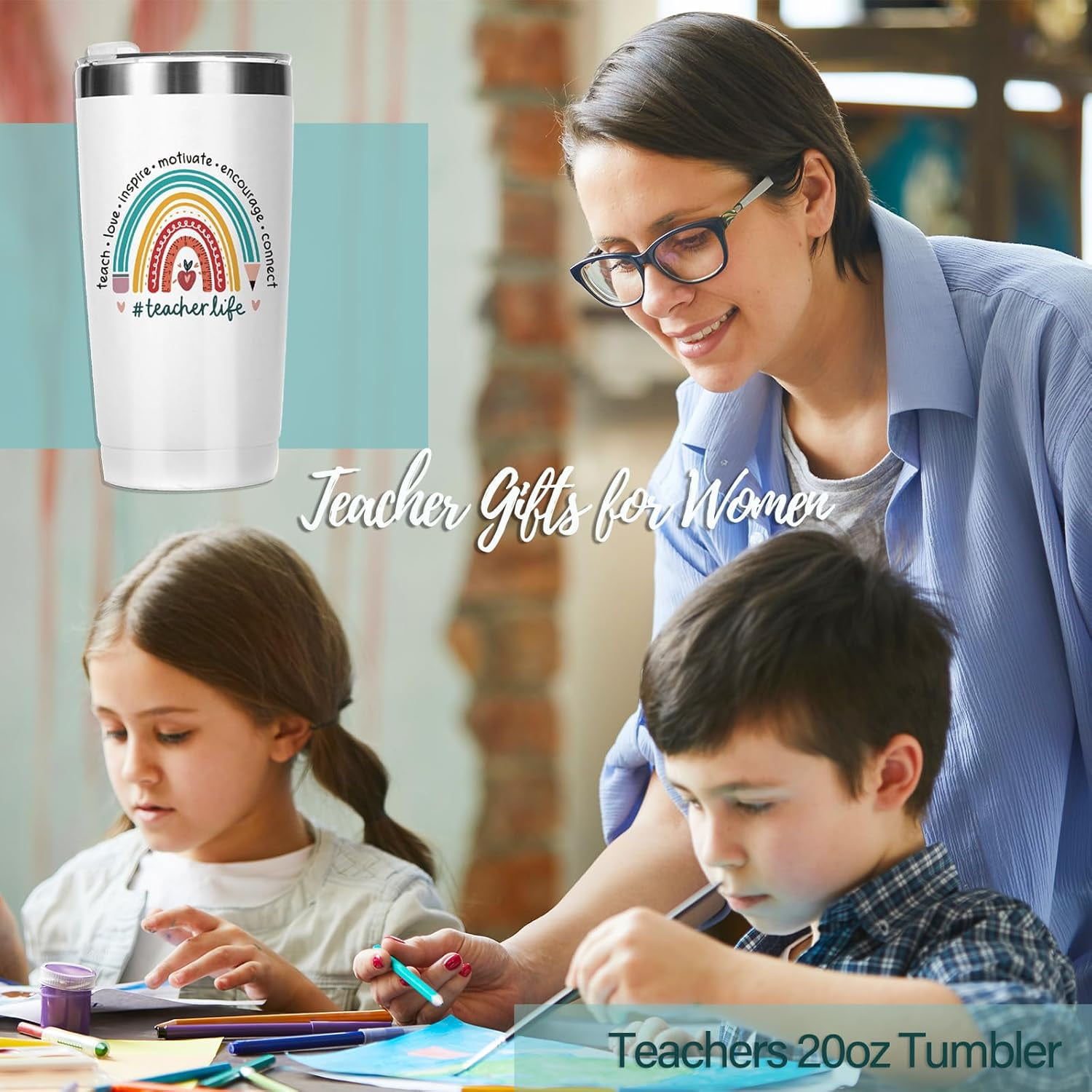 Teacher Gifts for Women 2025,Teacher Appreciation Gifts Tumbler for Women Men Girls Thank You Funny Gift Ideas Valentines Day Gifts for Teachers 20oz Tumbler
