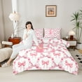 thumbnail image 4 of Castle Fairy Teenagers Cartoon Bow Knot Letter Monogrammed E Bedding Comforter Set 2pcs,Cute Bow-Tie Plaid Grid Twin Comforter Sets Microfiber,Dreamy Princess Breathable Bedding Set, 4 of 8