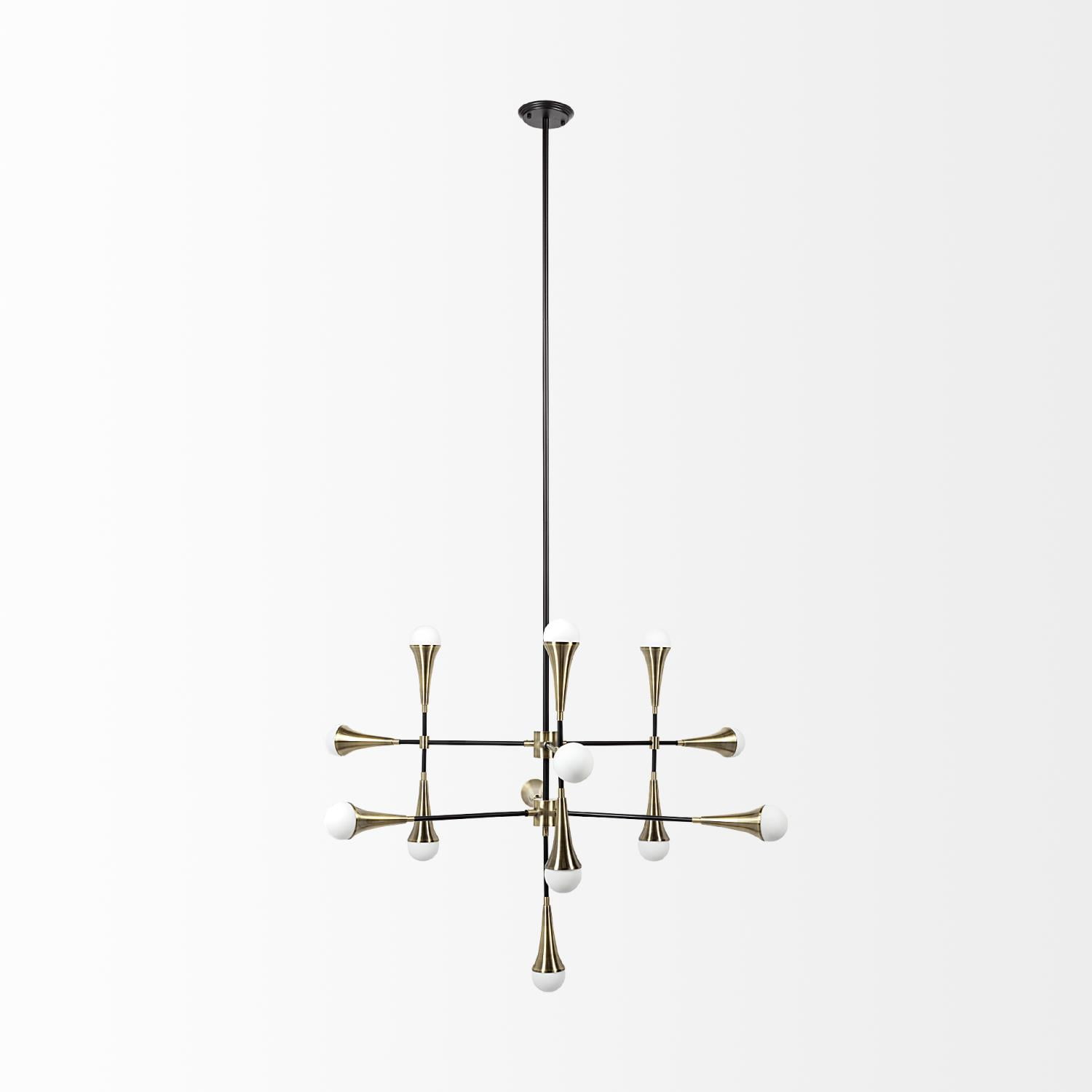 Mercana Decarlo II Metal Multi-Arm 13 Light Chandelier in Black and Gold