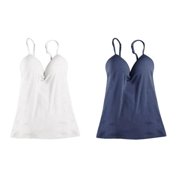 2 Uds. Camiseta Sin Mangas Con Incorporado Con Correa Ajustable Para L Blanco L Azul Marino