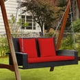 thumbnail image 4 of YYAo Porch Swing Chairs,Backyard Porch Swings,2-Person Patio Rattan Porch Swing with Cushions-Red, 4 of 11