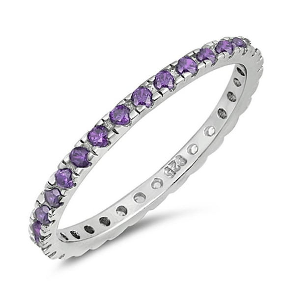 CHOOSE YOUR COLOR Simulated Amethyst Stackable Promise Ring 925 Sterling Silver Thumb Band Purple CZ Female Size 11