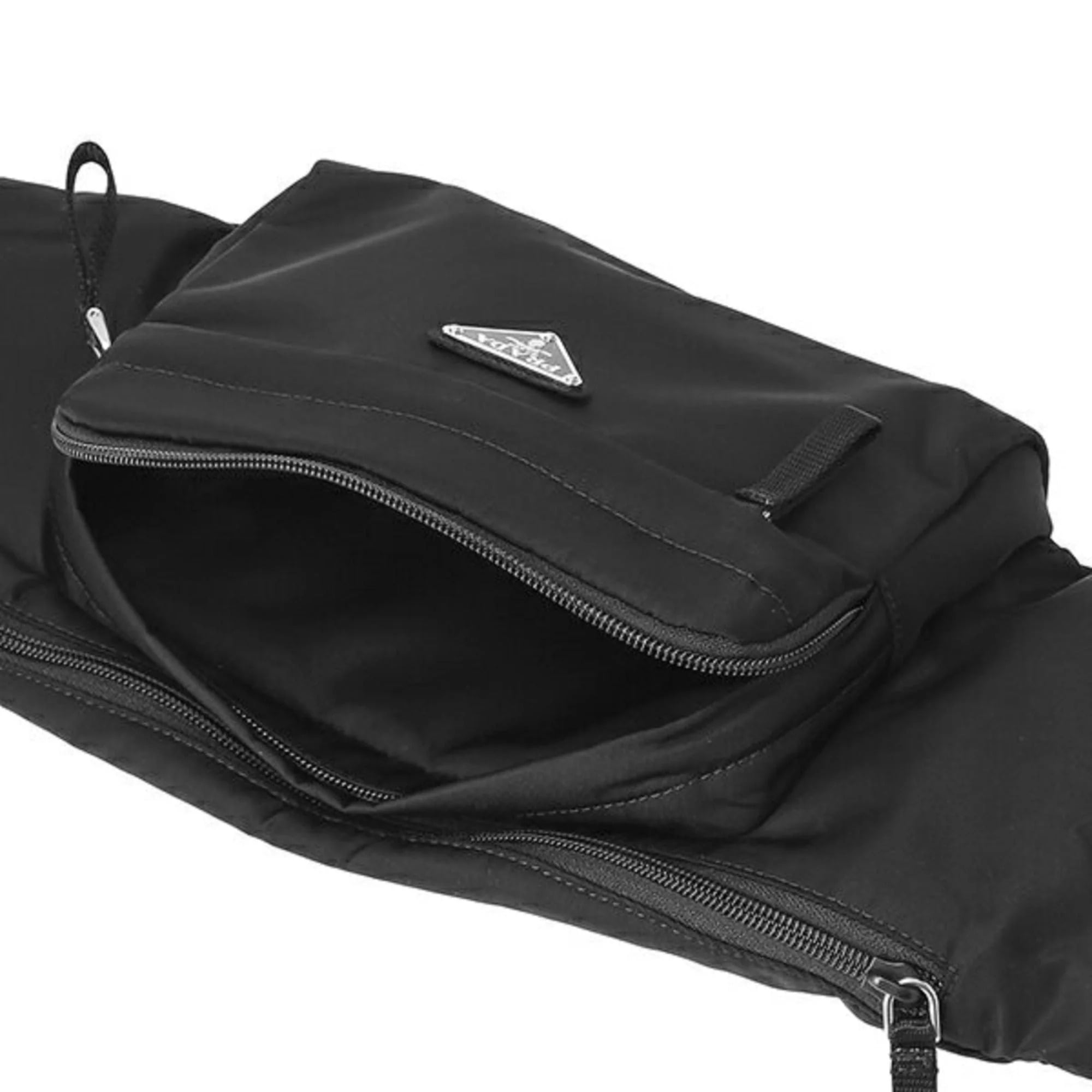 PRADA Tessuto Nylon Pocket Cargo Belt Bag Black Fuoco 1253236