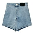thumbnail image 4 of Ripped Jeans Shorts for Women Summer Casual Elastic High Waisted Slim Sexy Denim Pants Tight Fit Jean Flowy Shorts S-2XL, 4 of 5