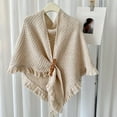 thumbnail image 3 of Lifetechs Autumn Winter Knitting Shawl with Tassel Decoration Triangle Scarf with Buttons Thickened Warm Knit Wrap, 3 of 8