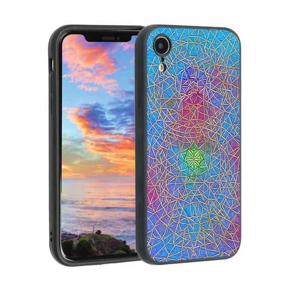 Mandala-Geometry-Triangles-Art-204 Phone Case, Degined for iPhone XR Case Men Women, Flexible Silicone Shockproof Case for iPhone XR
