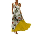 thumbnail image 1 of PENGXIANG Robe Blanche Grande Taille Femme Vintage Col en V Imprimé Floral Sans Manches Robe Maxi, 1 of 5