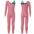 thumbnail image 4 of Aislor Kids Girls Christmas Striped Candy Cane Bodysuit Jumpsuit Performance Dancewear Size 6-16 Red 10, 4 of 7