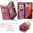 thumbnail image 3 of For iPhone 15 Pro Max Wallet Case,Zipper Folio Leather Case Wallet with Card Holder,Strap Wristlet,Detachable Magnetic Protective Back Case for iPhone 15 Pro Max 5G 6.7 Inch, 3 of 7