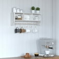 thumbnail image 4 of Merrick Lane 5.5” x 23.5” Whitewashed 2-Tier Wall Mount Storage Rack with Upper Shelf, 4 of 12