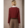 thumbnail image 5 of DARING DIVA Women's Tweed Short Jacket Collarless Office Cropped Blazer M Dark Red, 5 of 6