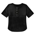 thumbnail image 4 of BSDJILFG Plus Size Basic T-Shirts for Women 3/4 Sleeve Shirt Button Up Waffle Knit Pajama Shirt Crew Neck Pullover Lounge Tops Sleepwear, 4 of 7