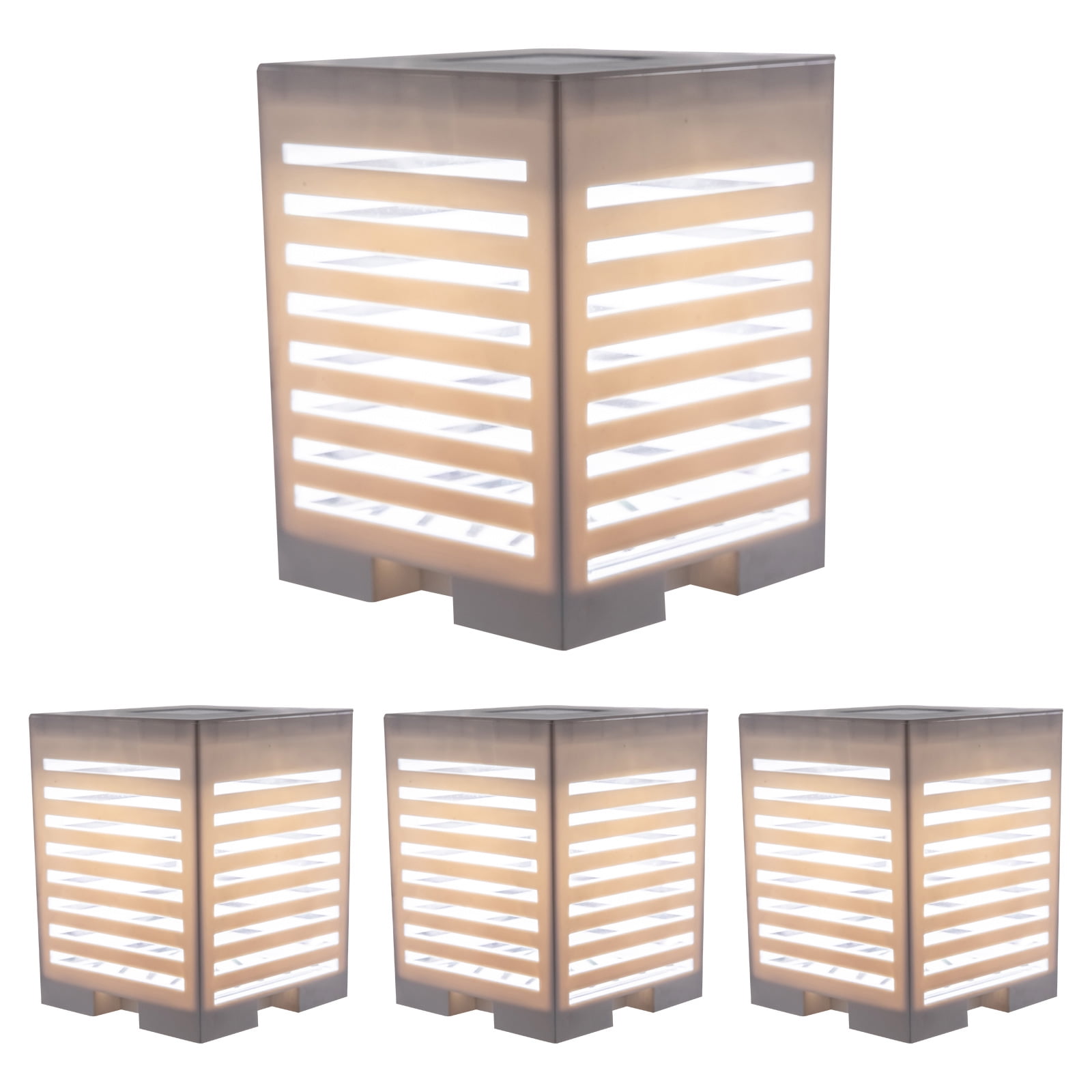 GreenLighting Pack Modern Grooved Solar Powered LED Post Cap Light for 4x4  or 5x5 Posts (White)