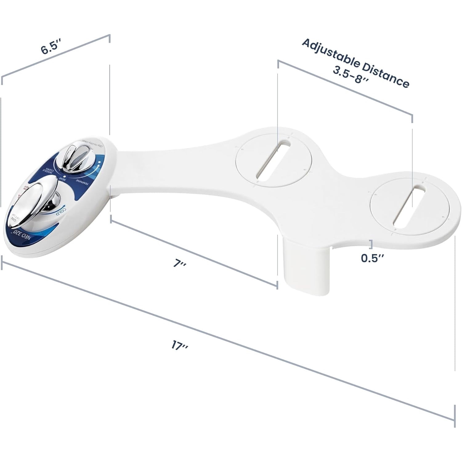 Warm Water, Dual Nozzle, Self-Cleaning, Non-Electric Bidet Attachment for Toilet Seat, Adjustable Water Pressure, Rear & Feminine Wash (Blue)