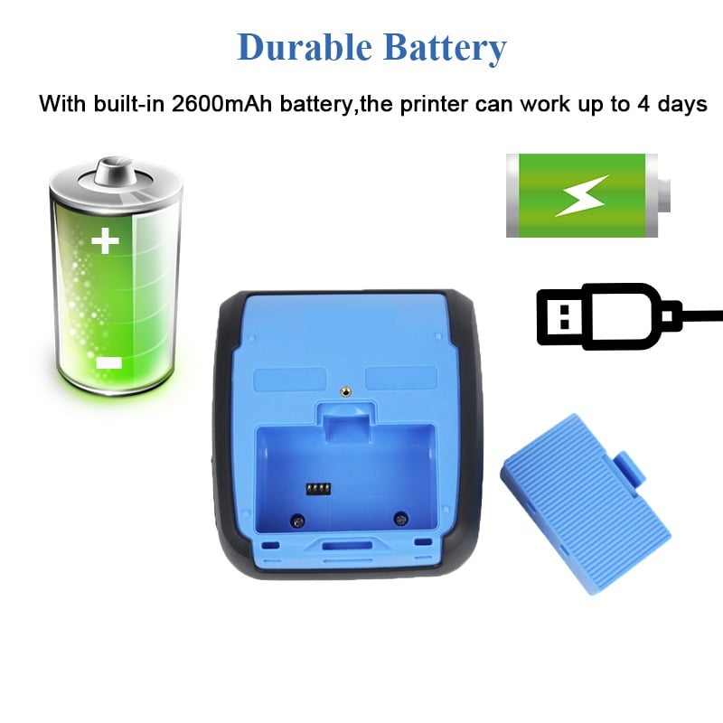 80mm Portable Bluetooth Printer Thermal Barcode Printer 3 inch Label Receipt 2 in 1 Printer ,Fast-Drying Ink with Crisp Output