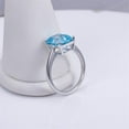 thumbnail image 3 of Emerald Cut Lab Created Sky Blue Topaz and Moissanite Solitaire Wedding Ring in 925 Sterling Silver – December Birthstone Cocktail Ring – Unique Statement Gift for Women, 3 of 8