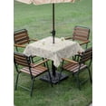 thumbnail image 3 of Outdoor Tablecloth with Umbrella Hole and Zipper, Blue Easter Square Table Cloth 54x54 Inch Waterproof Tablecloth, Spring Farmhouse Vintage Bunny Eggs Beige Picnic Table Cover for Patio Camping, 3 of 7