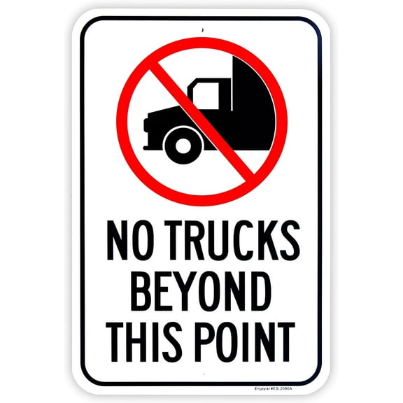 Large No Trucks Beyond This Point Sign, 18"x 12" Aluminum Reflective Sign Rust Free Aluminum-UV Protected and Weatherproof