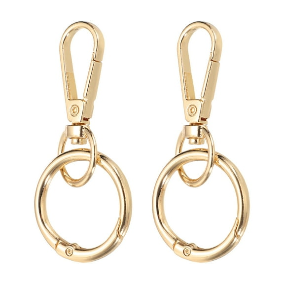 Uxcell 2Pack Swivel Clasp Clip, 2.8" Snap Hook with O Spring Ring Metal Double Opening Key Chain Clip Lobster Claw Clasps for DIY Crafts Bags Jewelry Lanyards, Light Gold