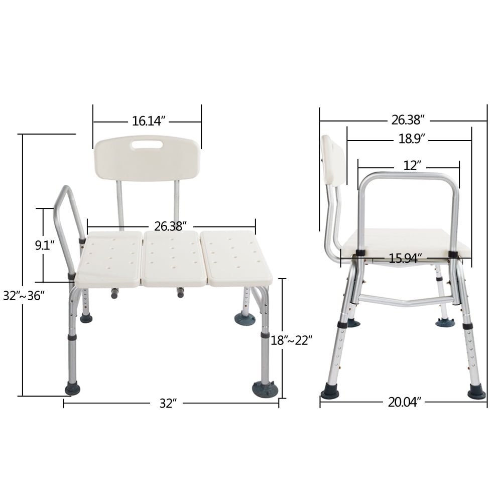 Buy Tub Transfer Bench Show Seat, Reversible Sliding Shower Chair with