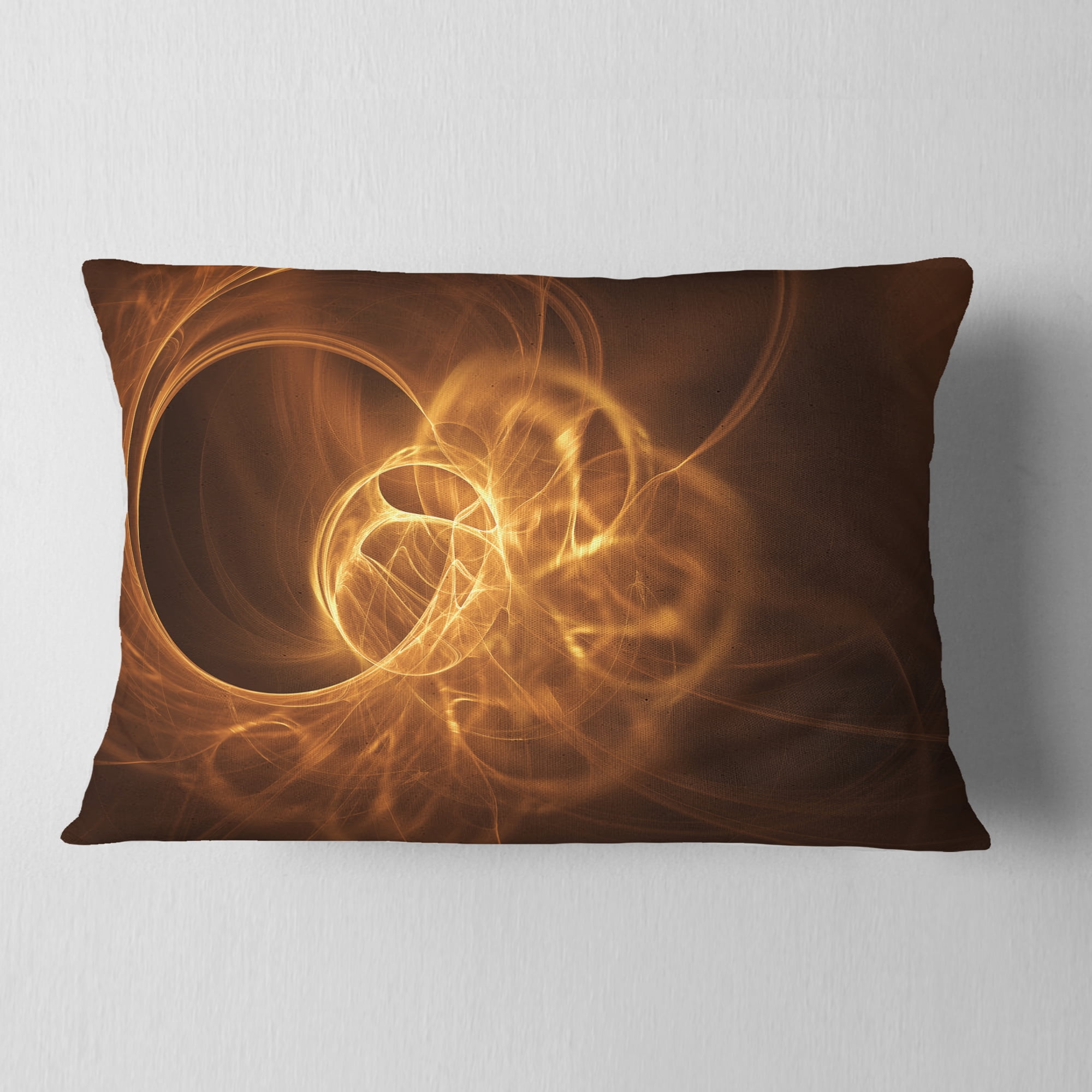 Designart Softly Glowing Circles Golden - Abstract Throw Pillow - 12x20