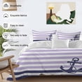 thumbnail image 3 of 3 Piece Anchor Purple Duvet Cover Set Full Size,Microfiber Comforter/Quilt Cover with Corner Ties and 2 Pillowcases,Modern Navy Blue White Striped Nautical All Season Soft Bedding with Zipper Closure, 3 of 8