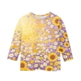 thumbnail image 3 of Grblisyd Girls 3/4 Sleeve T Shirts Kids Cute Sunflower Print Summer Crewneck Tops Graphic Tees 7-8 Years, 3 of 5