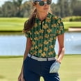 thumbnail image 3 of COEQINE Women V Neck Golf Shirts 1/4 Zip Short Sleeve Moisture Wicking Polo Shirts Gold Shamrock and Green Stripe Print Workout Golf Tops for St. Patrick's Day, S, 3 of 7