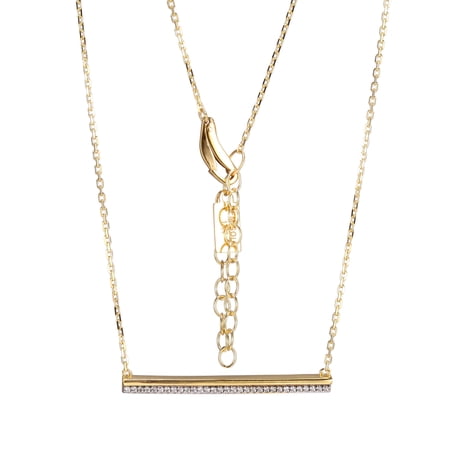 1K Yellow Gold Cubic Zirconia Bar Necklace 16 + 2 extention
