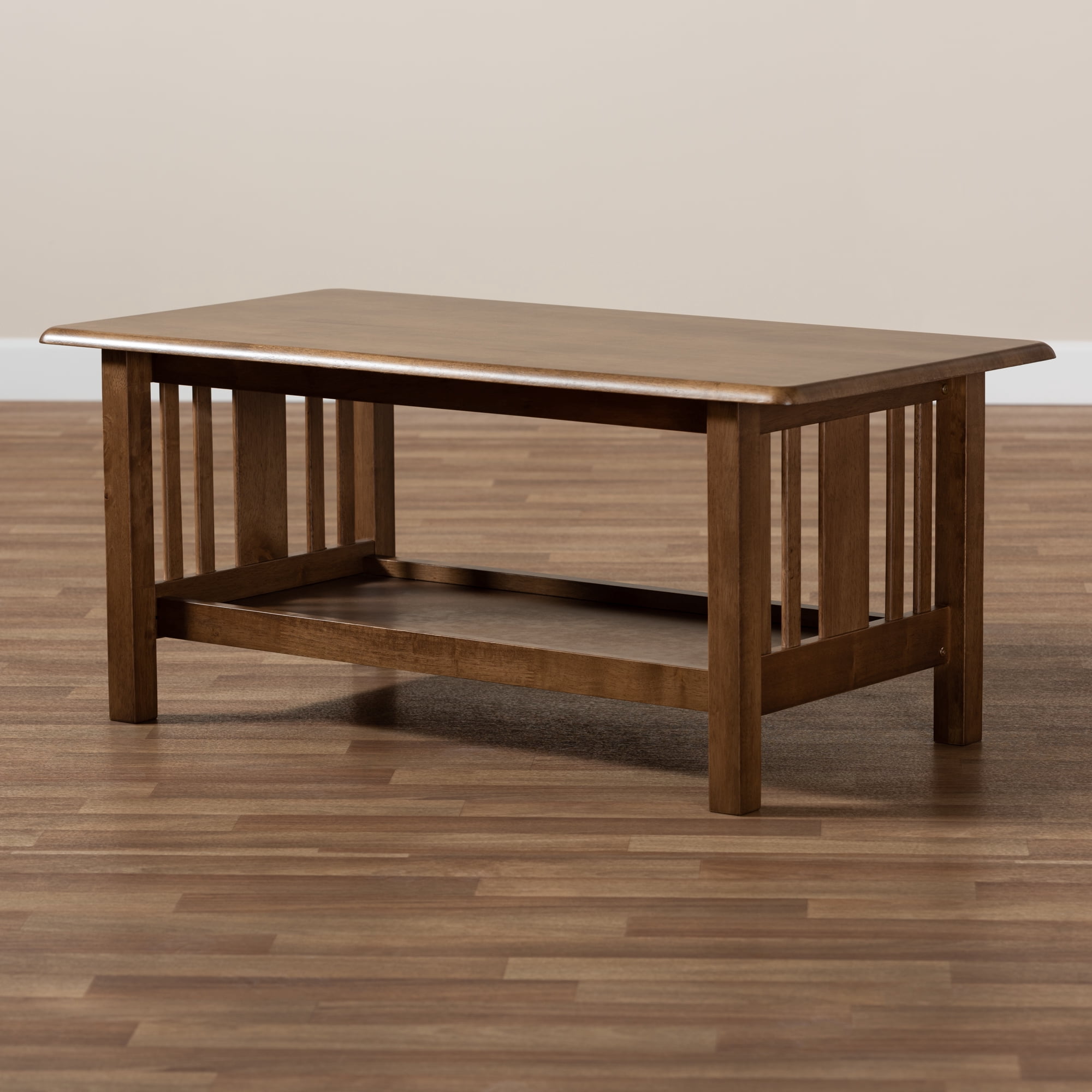Baxton Studio Rylie Traditional Transitional Mission Style Walnut Brown Finished Rectangular Wood Coffee Table