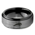 thumbnail image 2 of Tungsten Dog Hurdling Jumping Through Obstacles Band Ring 8mm Men Women Comfort Fit Black Step Bevel Edge Brushed Gray Polished, 2 of 4
