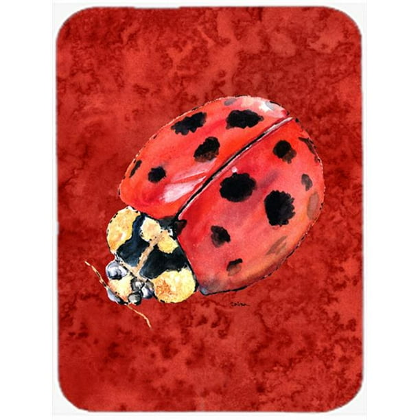 Carolines Treasures Lady Bug on Deep Red, Glass Cutting Board Large