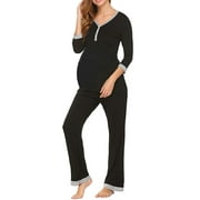 Julyccc Womens Maternity Nursing Nightgown Blouse Pants Set