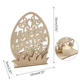 thumbnail image 3 of Wooden Easter Ornament Wood Bunny Flower Egg Unfinished Desktop Crafts for Home Festival Party Tabletop Decoration, 3 of 19