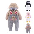 thumbnail image 3 of Coerni Toddler Baby Boys Girls Fleece Jumpsuit Boys Soft Warm Sherpa Onesie Zip Up Long Sleeve Cute Bear Hooded Winter Rompe𝐫, 3 of 3