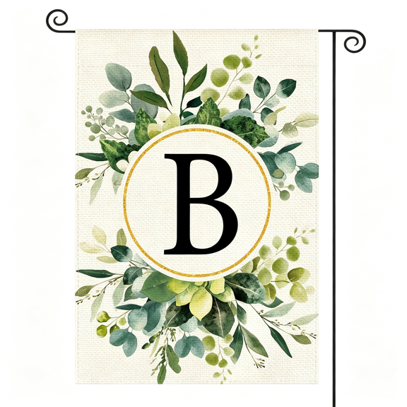 AUQ Monogram Letter B Floral Garden Flag 12X18" Double Sided Outside,Family Last Name Initial Yard Outdoor Decoration Custom Garden Flag