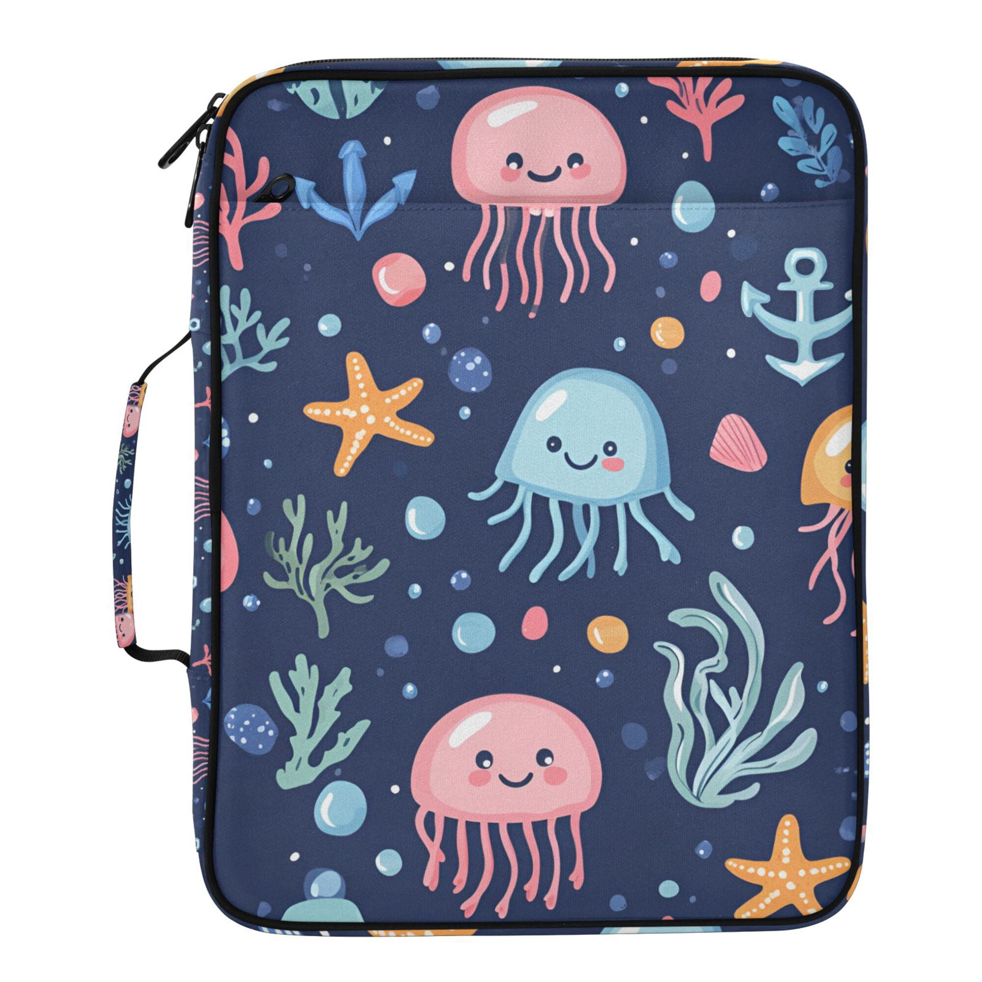 FORMRS Accordion File Folder A4 Size 7-Pocket Expanding Document Organizer Bag with 3 Ring Binder, Yellow Jellyfish