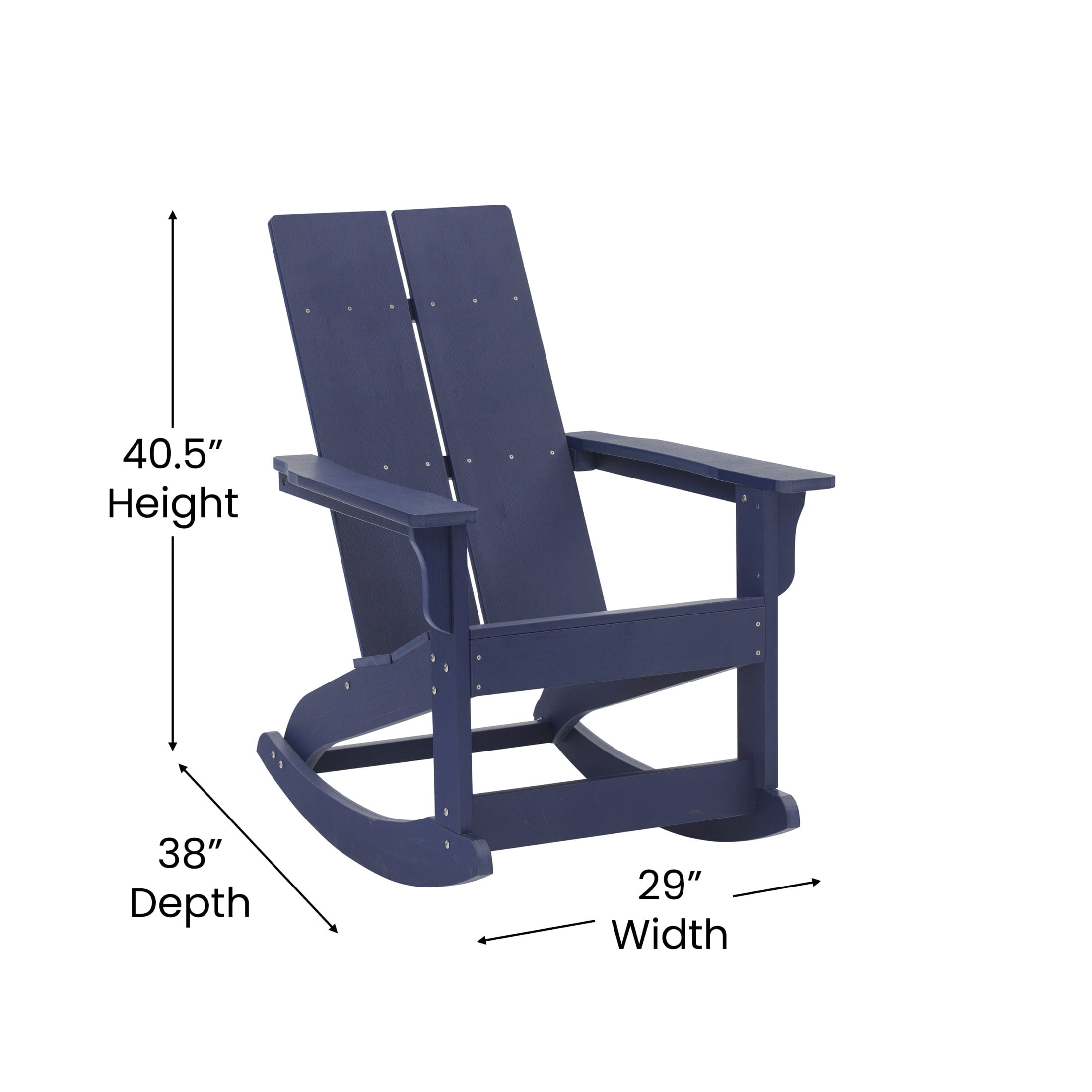 Flash Furniture Finn Poly Resin Rocking Adirondack Chair - Navy