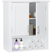 ZENY Bathroom Medicine Cabinet with 2 Door and Adjustable Shelves Wood Frame, White