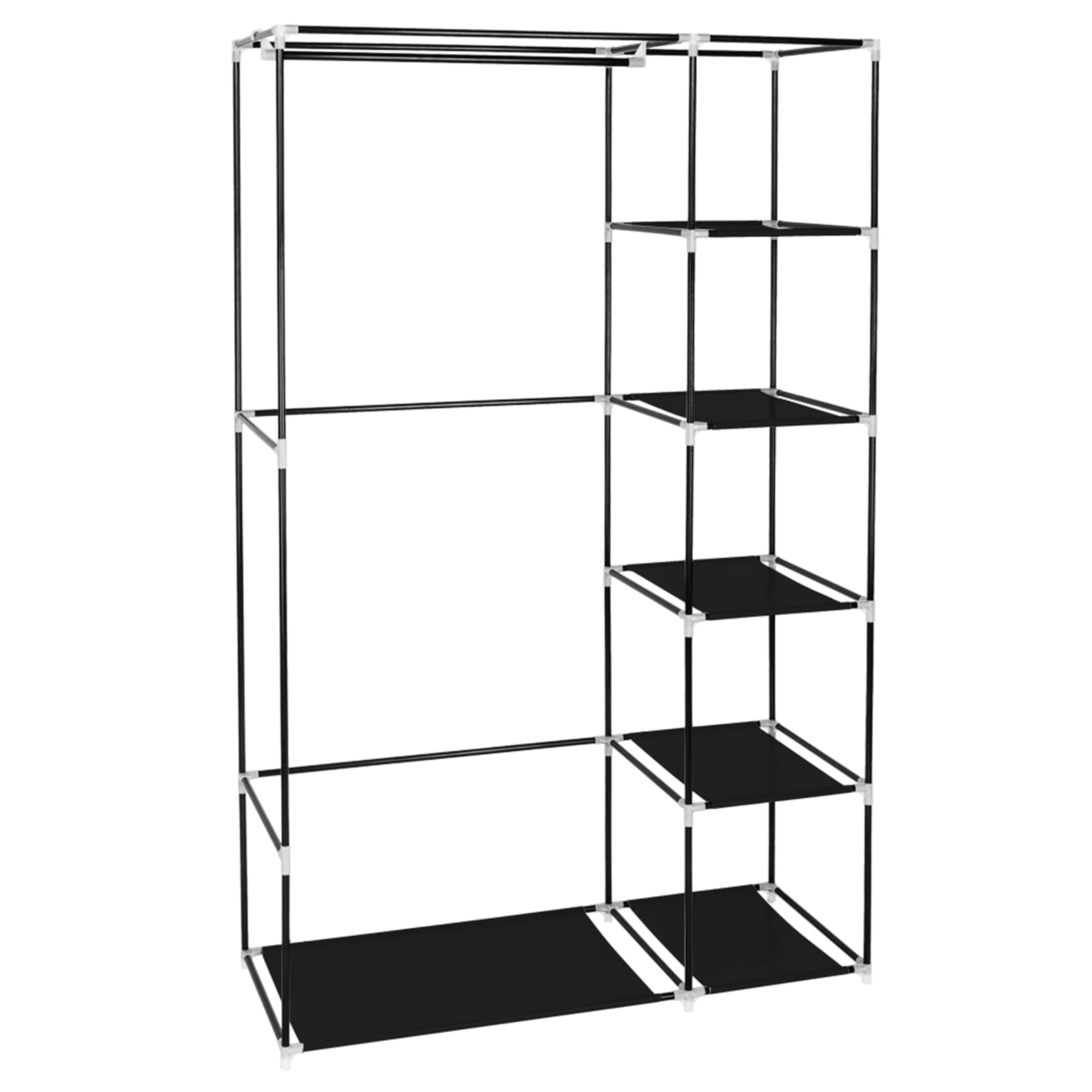 67" Portable Clothes Closet Wardrobe with Non-woven Fabric and Hanging Rod Quick and Easy to Assemble, Black