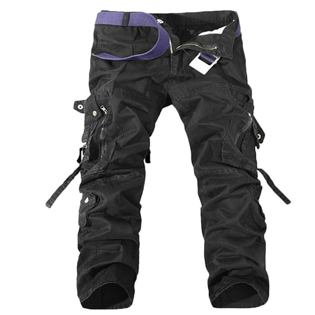 Birdeem Mens Solid Multi-Pocket Washed Overalls Outdoor Casual Pants Trousers