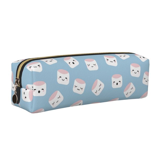Easygdp Cartoon Sushi para Estuche de Lápices de Cuero, Estuche de Papelería de Cuero, Estuche de Gran Capacidad con Cremallera