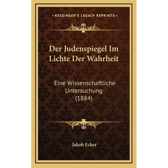 Der Judenspiegel Im Lichte Der Wahrheit (Hardcover)
