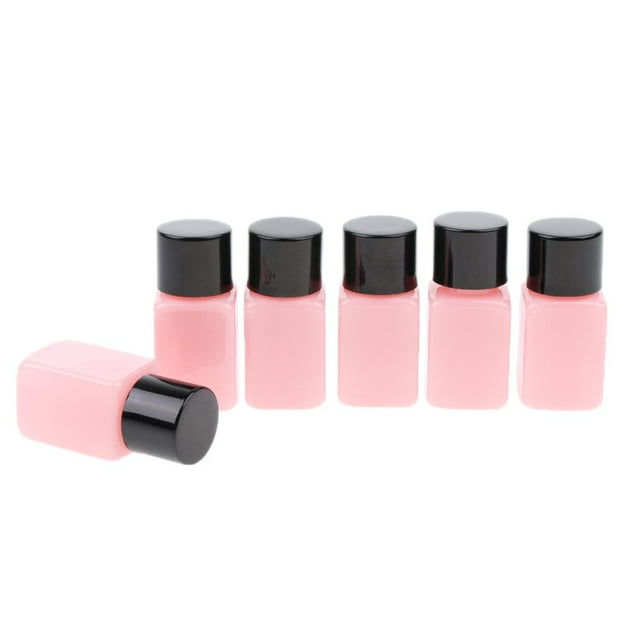 MERIGLARE 6x Mini Fioless Empty Plastic Travel Bottle Sample Collection For Makeup Liquid Black Cap