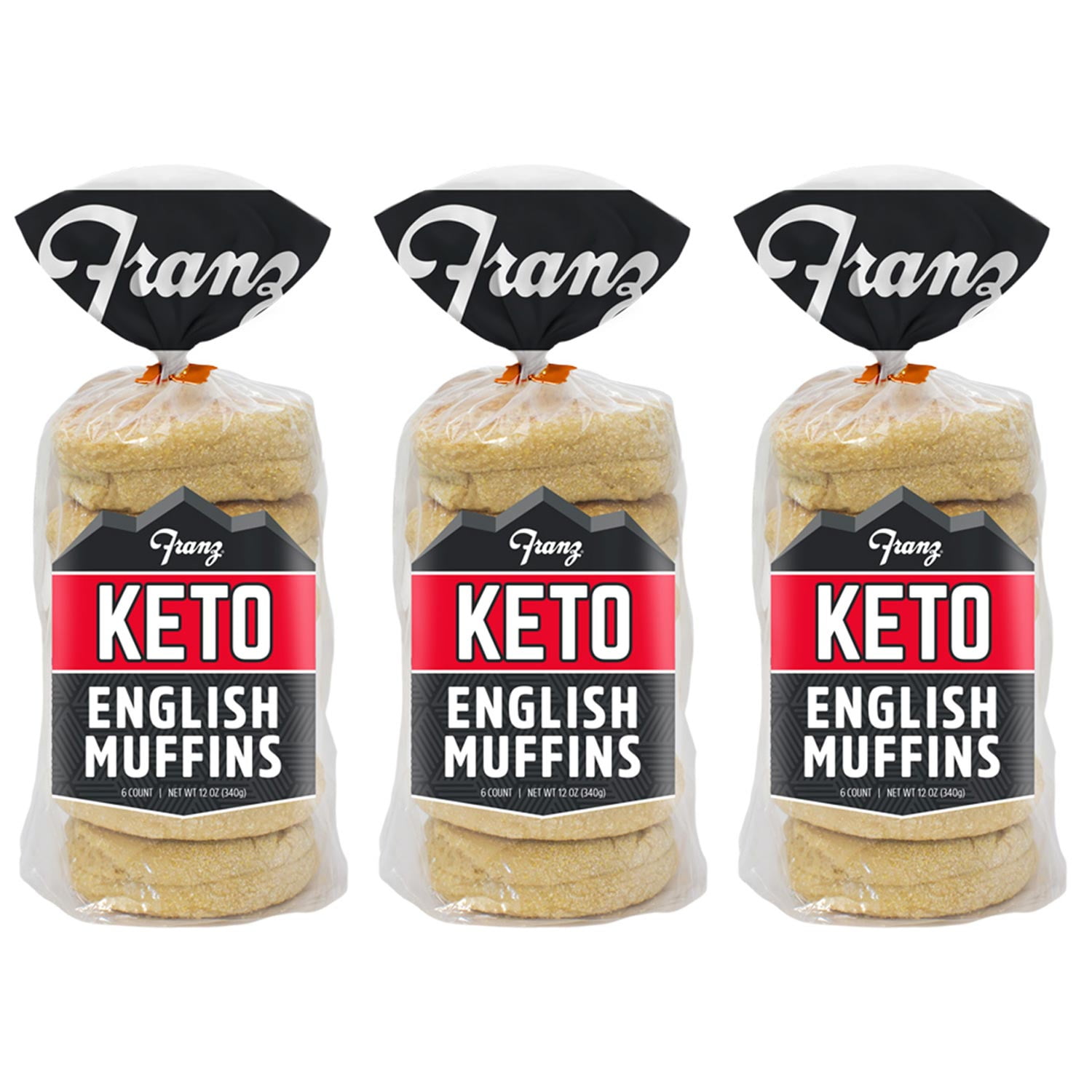 Franz Keto English Muffin, 3 Pack, 4g Net Carb, Super Soft, High Protein, High Fiber, Low Carb
