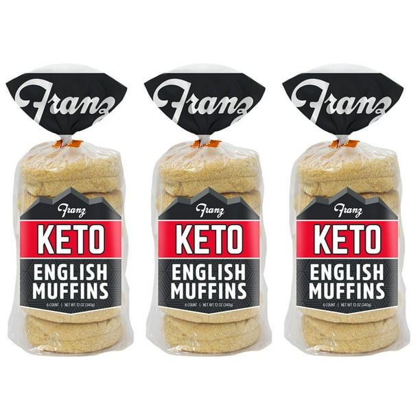 Franz Keto English Muffin, 3 Pack, 4g Net Carb, Super Soft, High Protein, High Fiber, Low Carb