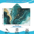 thumbnail image 2 of Teal Gold Marble Pattern Hooded Bath Towel，60"x35" for Ages 3 To 12 Kids, Quick Dry Lightweight Soft Microfiber Hood Beach Towel Cover Up for Kids, 2 of 7